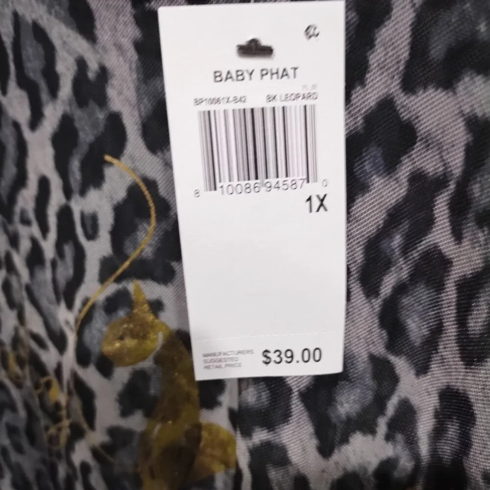 BABY PHAT Trendy Plus Size Sheer Animal Print T-Shirt - Picture 9 of 9
